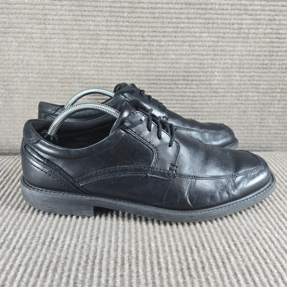 Rockport Mens 10.5 Black Leather Bicycle Toe Lace Up Oxford A13013‎ Dress Shoes